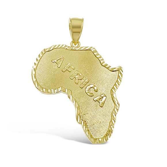 10k Gold Africa Map Continent Pendant Charm 1.6" - Picture 1 of 3